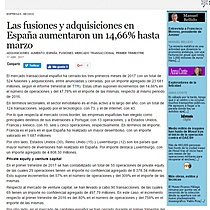 Las fusiones y adquisiciones en Espaa aumentaron un 14,66% hasta marzo